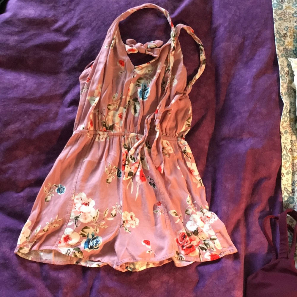 Flower print halter romper (juniors)